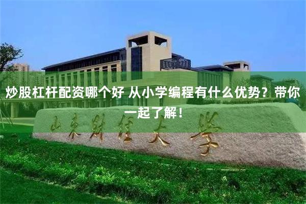 炒股杠杆配资哪个好 从小学编程有什么优势？带你一起了解！