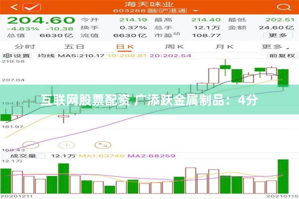 互联网股票配资 广添跃金属制品：4分